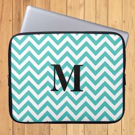 Blå Chevron med monogram Laptop Fodral