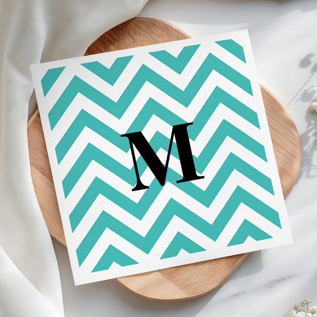 Blå Chevron med monogram Pappersservett (Skapare uppladdad)