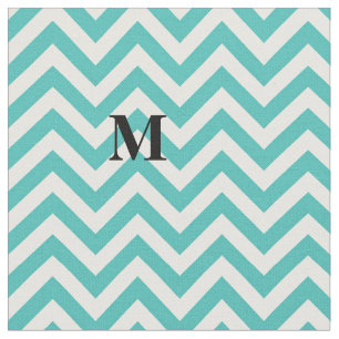 Blå Chevron med monogram Tyg