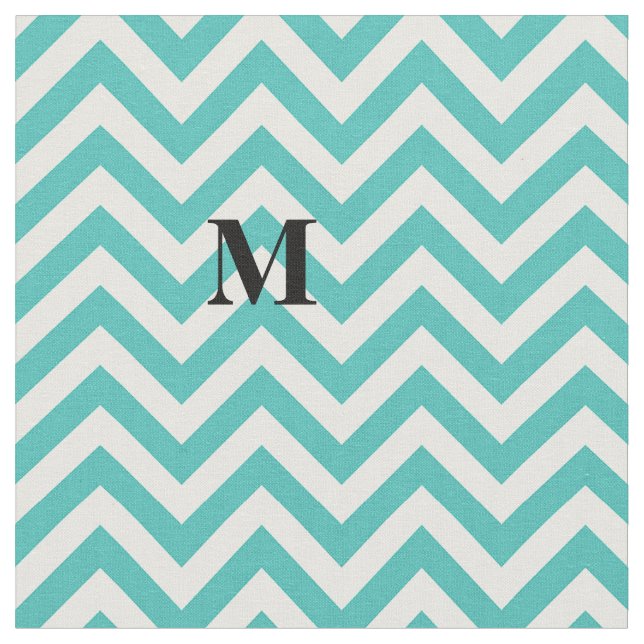 Blå Chevron med monogram Tyg (Närbild)