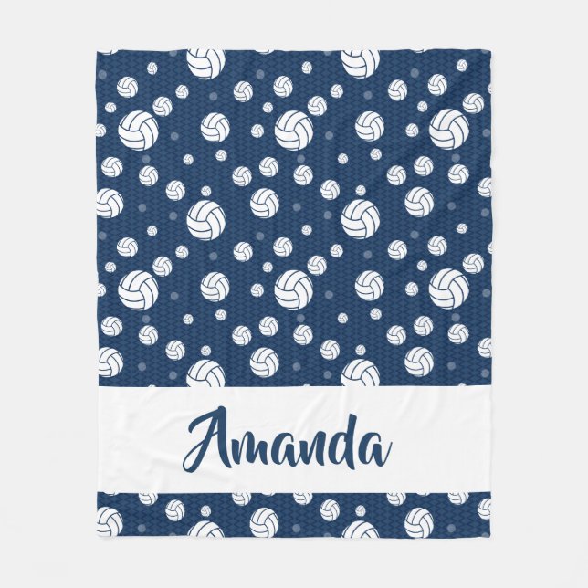 Blå Chevron Volleyball Mönster Fleecefilt (Framsidan)