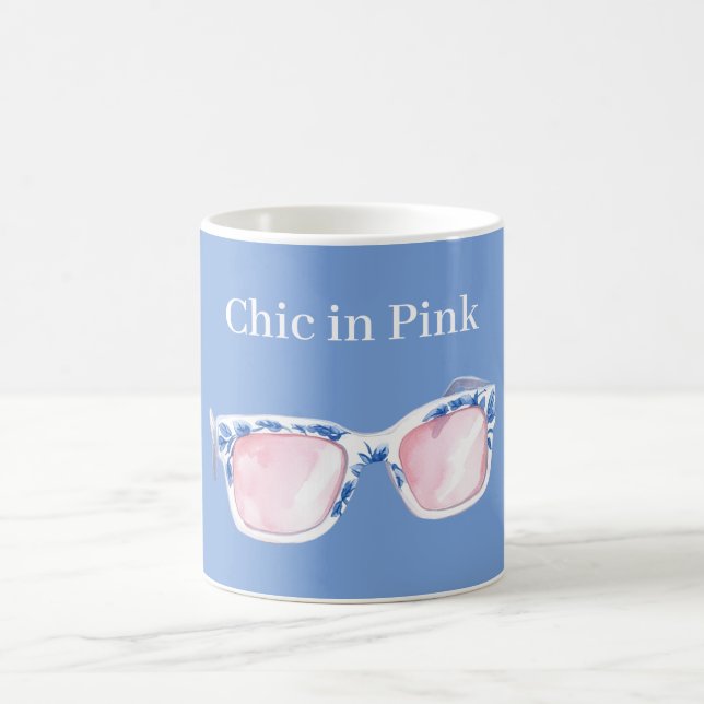 Blå Chic I Rosa Solglasögon Kaffemugg (Center)