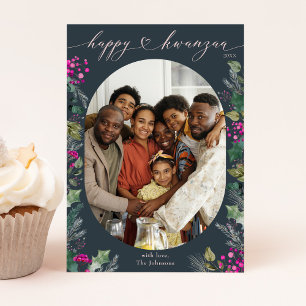 Blå & Chic Vinterlövlighet Glad Kwanzaa-kort Julkort