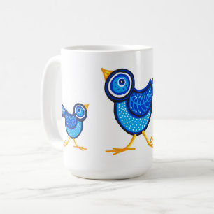 Blå chickar och mor hen kaffemugg