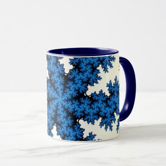 Blå China Snowflake Mugg (Framsida höger)