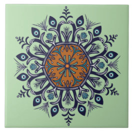 Blå china. Vad ser du? Kakelplatta