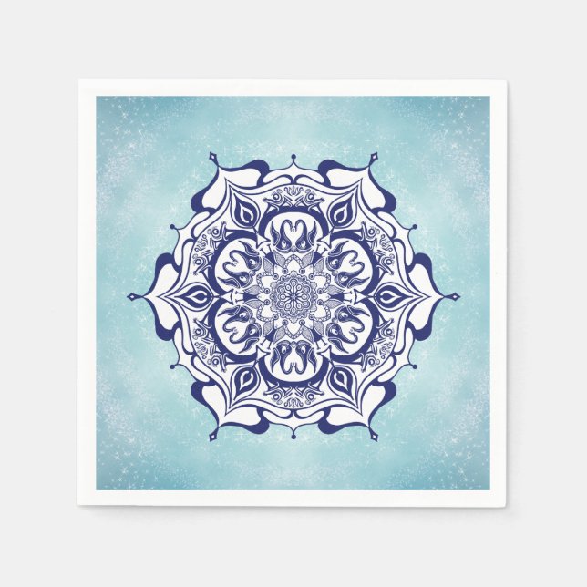 Blå Chinan Stil med varelser Pappersservett (Framsidan)