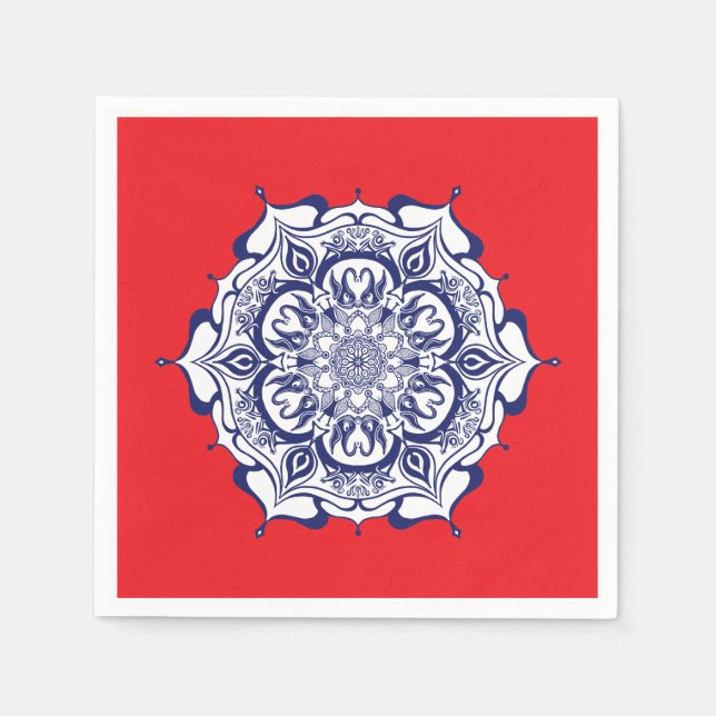 Blå Chinan Stil med varelser Pappersservett (Framsidan)