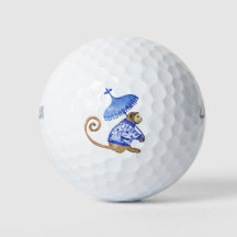 Blå chinoiserie-apa golf boll
