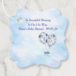 Blå Chinoiserie Baby Shower Förmånsetiketter Gåvor Etiketter