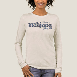 Blå Chinoiserie Blommig Anpassad Mahjong T Shirt
