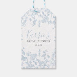 Blå Chinoiserie Blommiga Bröllopsdusch presentkort Presentetikett