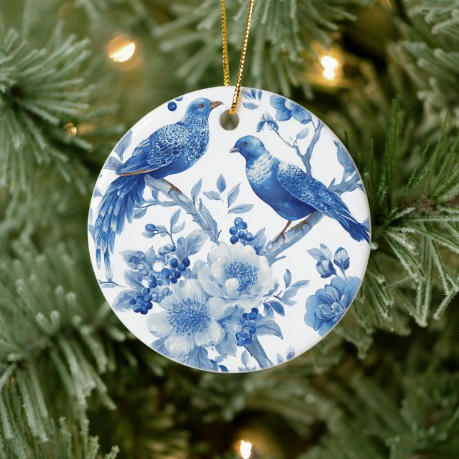 Blå Chinoiserie julgransprydnad  Keramik (Träd)