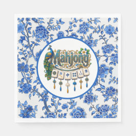 Blå Chinoiserie Mahjong Pappersservett