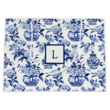 Blå Chinoiserie Monogram