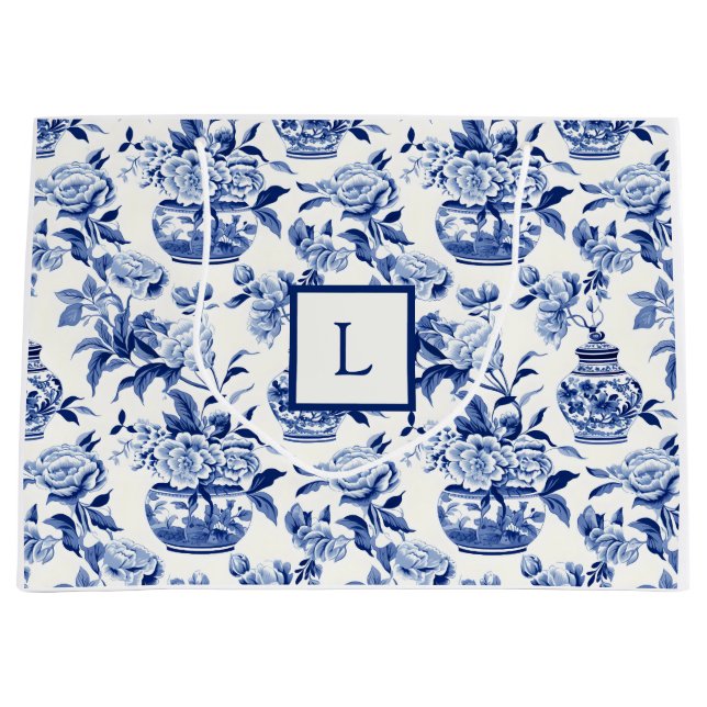 Blå Chinoiserie Monogram (Framsidan)