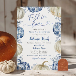 Blå Chinoiserie Pumpkin Fall in Love Dusch Inbjudningar