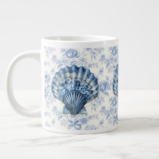 Blå Chinoiserie Shell Jumbo Keramikkopp Mugg