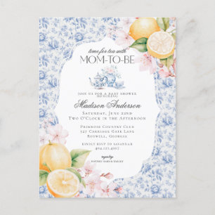 Blå Chinoiserie Tekalas Baby Shower Toile Vykort