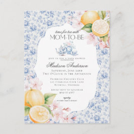 Blå Chinoiserie Tekalas Baby Shower Toile Vykort