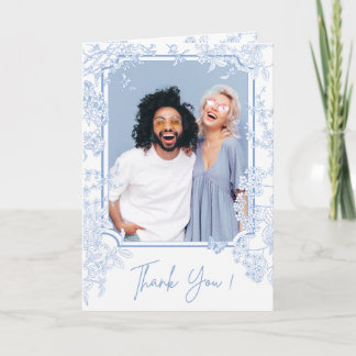 Blå Chinoiserie Toile de Jouy Bröllop Spara Datum Tack Kort