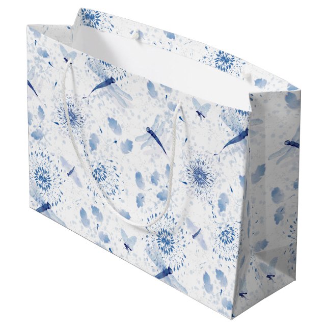 Blå Chinoiserie Trollslända Blommig (Baksidan Vinklad)