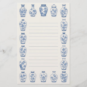 Blå Chinoiserie Vas Pappersvaror – Elegant Linjera Brevpapper