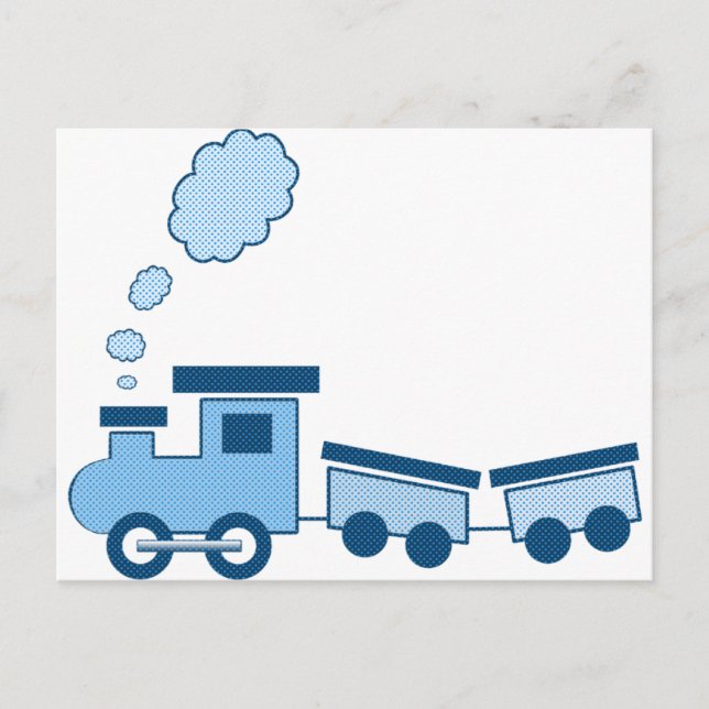 Blå Choo Choo Tåg Vykort (Framsida)