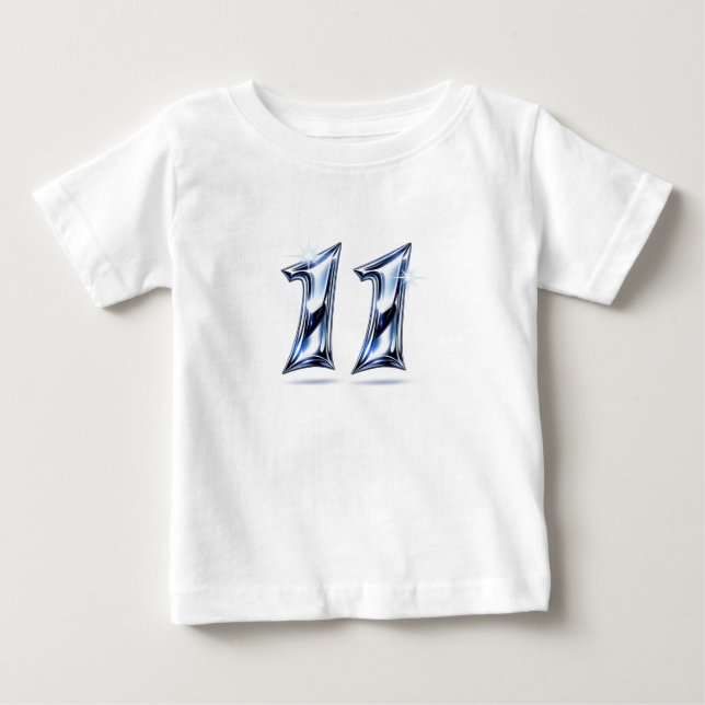 Blå Chrome Nummer 11 Födelsedagsbarn Småbarn T-Shi T Shirt (Framsida)