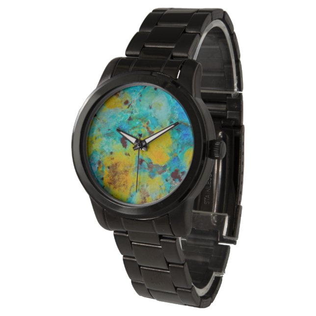Blå Chrysocolla Jasper Armbandsur (Vinklad)