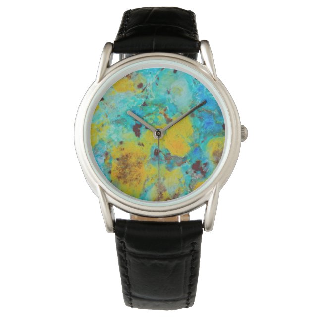 Blå Chrysocolla Jasper Armbandsur (Framsida)