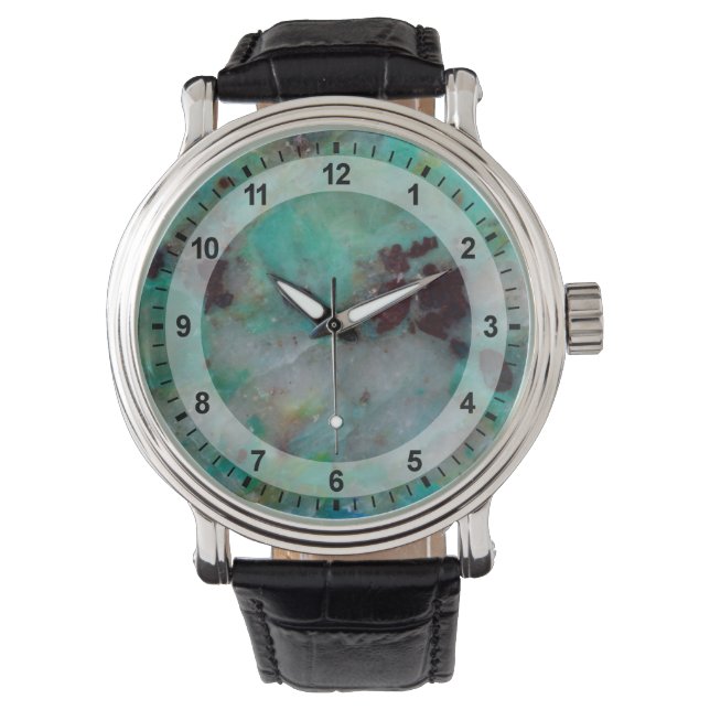 Blå Chrysocolla Jasper Armbandsur (Framsida)