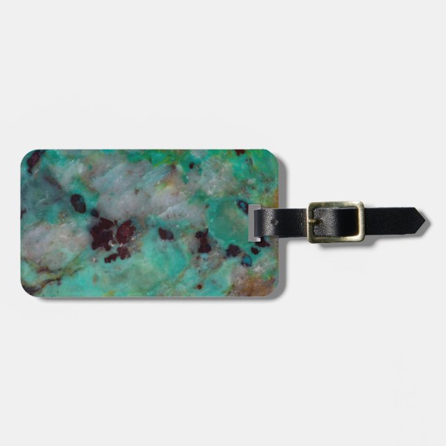 Blå Chrysocolla Jasper Bagagebricka (Horisontell Framsida)