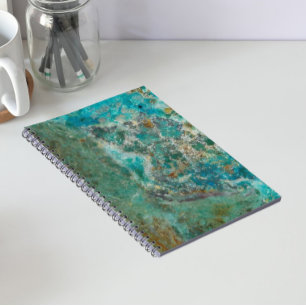 Blå Chrysocolla Mineralsten Anteckningsbok Med Spiral