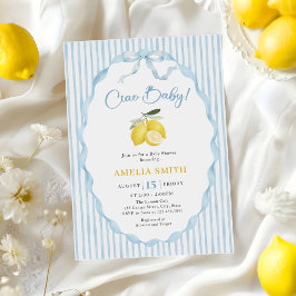 Blå Ciao Baby Citron Tema Bebis Badrum Inbjudningar