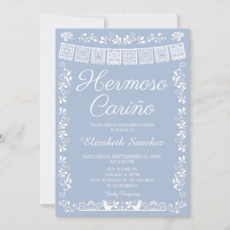 Blå Cielito Lindo Hermoso Cariño Baby Shower-inbju Inbjudningar