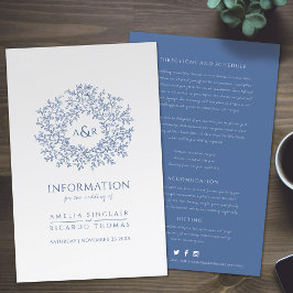 Blå cirkel av blad vigselgästinformation