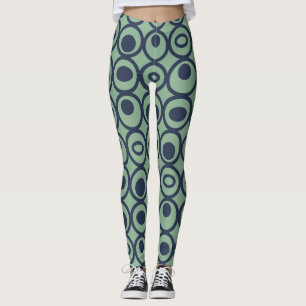 Blå cirklar i cirklar leggings