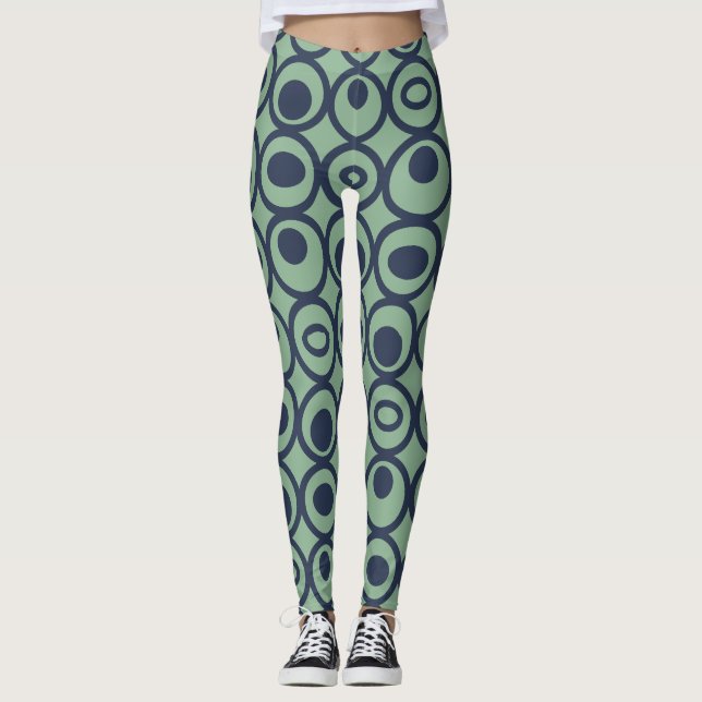 Blå cirklar i cirklar leggings (Framsida)