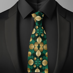 Blå cirklar i Emerald och Guld Necktie Slips