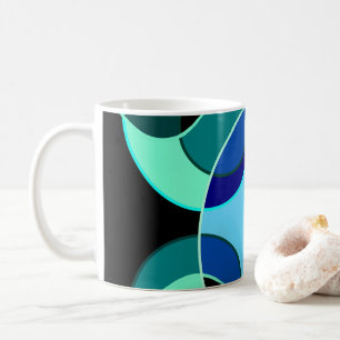 Blå cirklar och grönt som korsar varandra kaffemugg