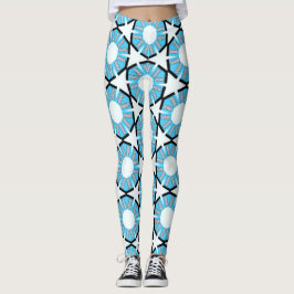 Blå cirklar och stjärnor Mönster Leggings