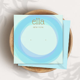 Blå cirklar Stud Earring Visning Card Square Fyrkantigt Visitkort