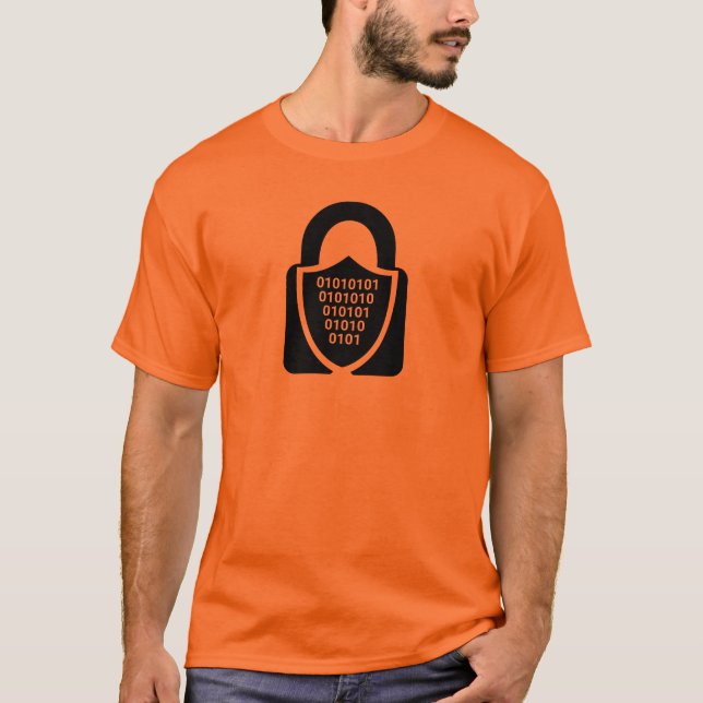 Blå cirkulär cybersäkerhetschifferikon t shirt (Framsida)