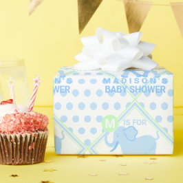 Blå cirkus cute Elephant Birthday eller Baby Showe Presentpapper