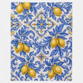 Blå Citron Azulejo Kakel Fleecefilt