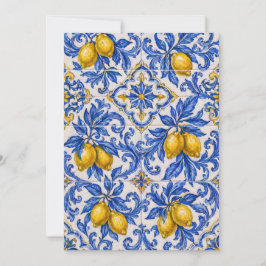 Blå Citron Azulejo Kakel Inbjudningar