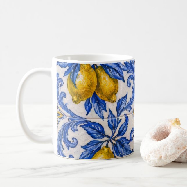 Blå Citron Azulejo Kakel Kaffemugg (Med munk)