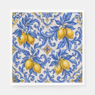 Blå Citron Azulejo Kakel Pappersservett