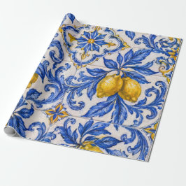 Blå Citron Azulejo Kakel Presentpapper